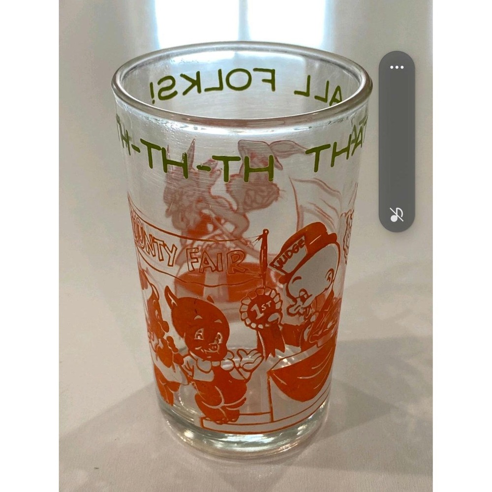Vintage 1974 Warner Bros. Inc Looney Tunes County Fair That's All Folks Glass